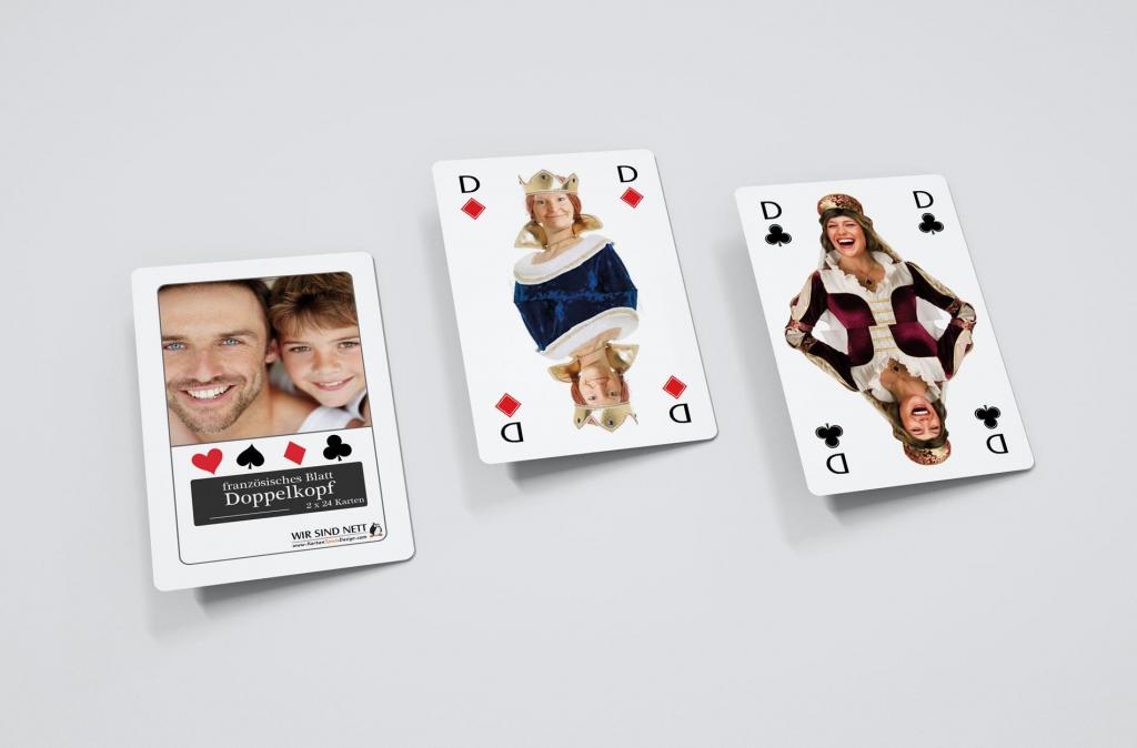 Doppelkopf - französisches Blatt - Spielkarten mit Gesichter in Kostüme